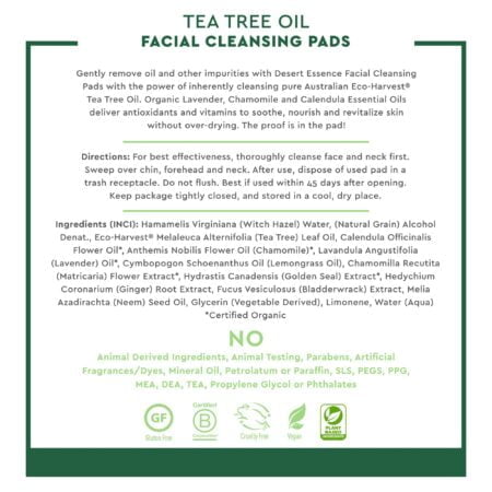 Desert Essence, Daily Facial Cleansing Pads with Tea Tree Oil, Removes Dirt & Oil - Image 5