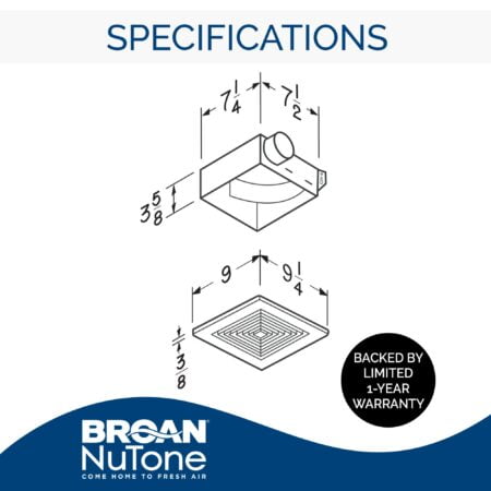 Broan-NuTone 688 Ceiling and Wall Ventilation, 50 CFM 4.0 Sones, White Bath Fan - Image 2