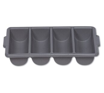 Rubbermaid Commercial Products 4-Compartment Plastic Cutlery Bin, 2pounds, Gray, Supplies