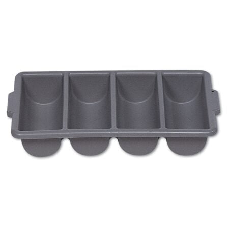 Rubbermaid Commercial Products 4-Compartment Plastic Cutlery Bin, 2pounds, Gray, Supplies