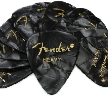Fender Premium Celluloid Guitar Picks 351 Shape, Black Moto, Heavy, 12-Pack