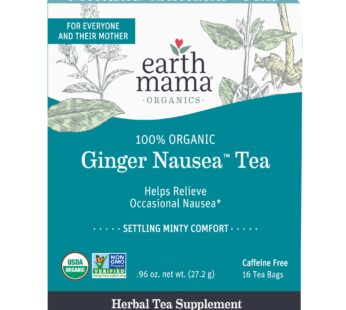 Earth Mama Organic Ginger Nausea? Tea | Comforts Occasional Nausea + Morning Sickness, 16