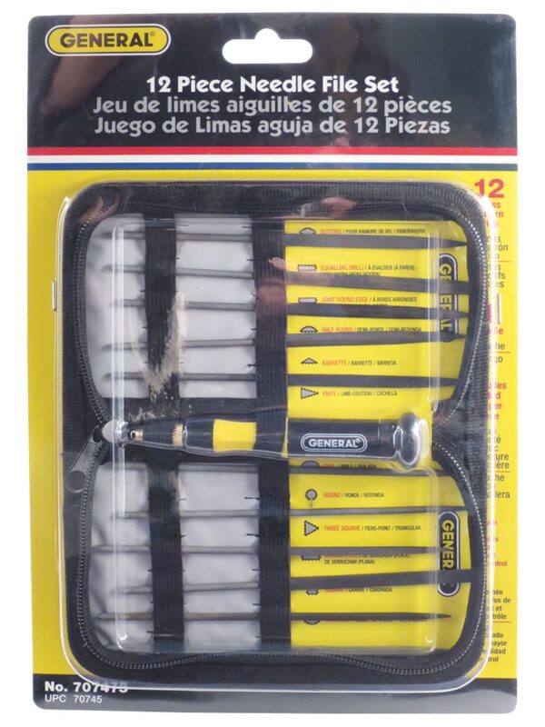 General Tools 707475 Swiss Pattern Needle File Set, 12-Piece, Black, Set of 12 and Handle - Image 5