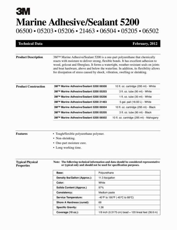 3M Marine Adhesive Sealant 5200 (05203) Permanent Bonding and Sealing for Boats and RVs Ab - Image 6