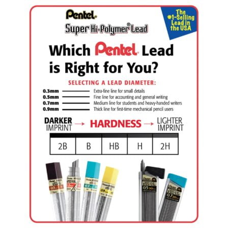 Pentel Super Hi-Polymer Lead Refill, 0.7mm Medium, HB, 12 Pieces of Lead - Image 4