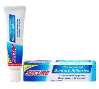 Secure Waterproof Denture Adhesive – Zinc Free – Extra Strong Hold For Upper, Lower or Par