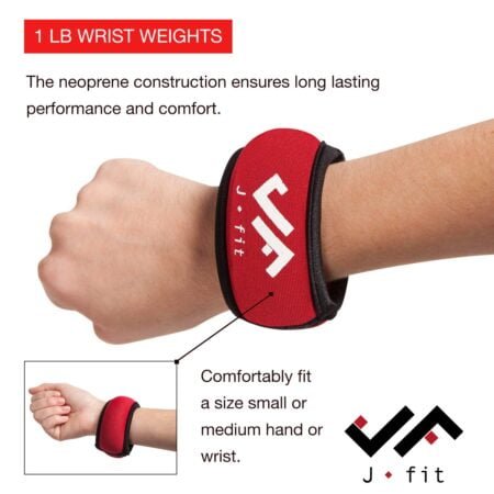 JFIT Wrist Weights, Non-Adjustable Set of 2, 1 LB Each, Small - Image 3