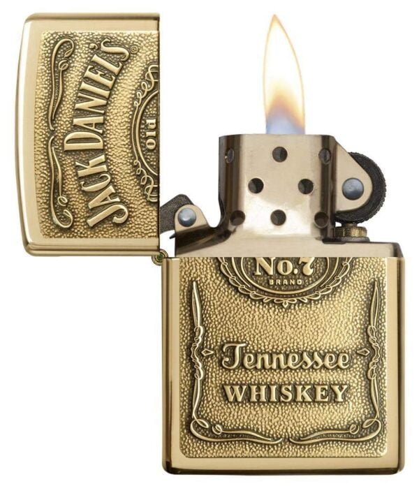Zippo Jack Daniel's Tennessee Whiskey High Polish Brass Emblem Pocket Lighter 5 1/2 x 3 1/ - Image 3