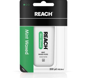 Reach Waxed Dental Floss for Plaque and Food Removal, Refreshing Mint Flavor, 200 Yards