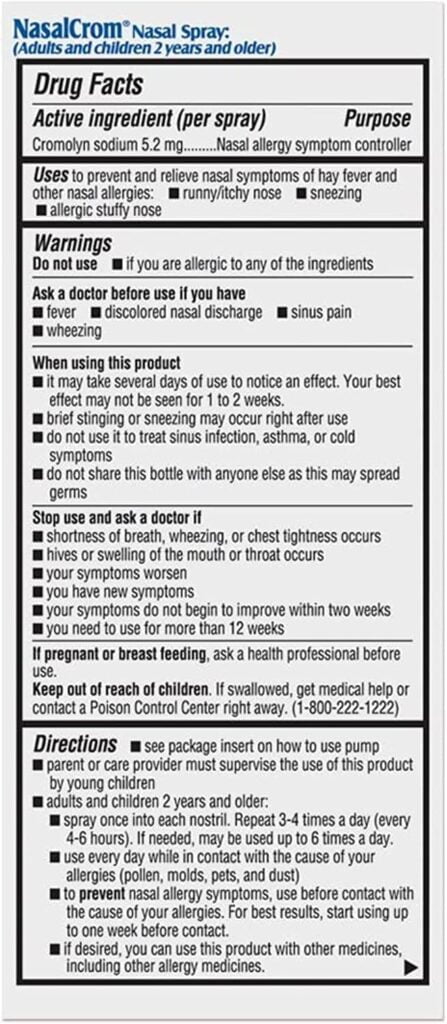 NasalCrom Nasal Spray Allergy Symptom Controller | 200 Sprays | .88 FL OZ - Image 2