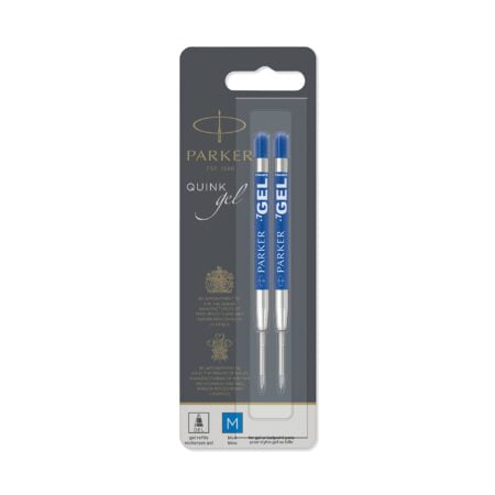 PARKER QUINK Ballpoint Pen Gel Ink Refills, Medium Tip, Blue, 2 Count