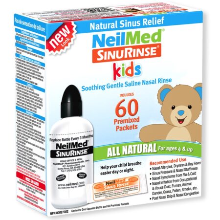 Neilmed's Sinus Rinse, Pediatric, Complete Saline Nasal Rinse Kit 60 Premixed Packets