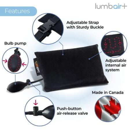 Innotech LumbAIRPlus Portable Backrest Inflatable Lumbar Support Cushion with Adjustable I - Image 3