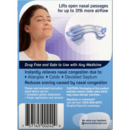 Breathe Right Nasal Strips Clear For Sensitive Skin Large 30 Each - Image 5