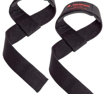 Harbinger Padded Cotton Lifting Straps with NeoTek Cushioned Wrist (Pair), Black , 5 mm