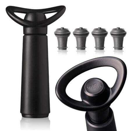 Vacu Vin Wine Saver Concerto - Black - 1 Pump 4 Stoppers - Wine Stoppers for Bottles with