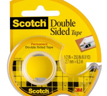 3M Double-Sided Tape with Dispenser, Permanent, 1/2 X 250 Inches, Clear (MMM136)