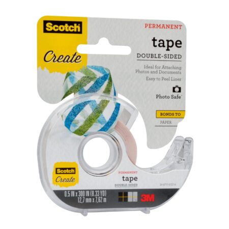 Scotch Create Double-Sided Permanent Tape, 1 Dispenser, 1/2 in x 300 in, Clear, Strong Dou - Image 3