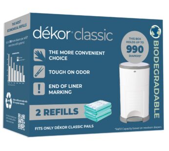 Diaper Dekor Classic Diaper Pail Biodegradable Refills | 2 Count | Most Economical Refill