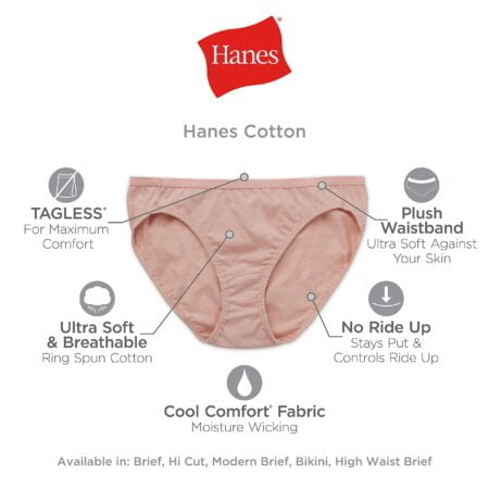 Hanes womens Panties Pack, 100% Cotton Underwear, Moisture-wicking Underwear, Ultra-soft a - Image 5