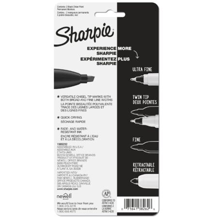 SHARPIE Permanent Markers, Chisel Tip, Black, 2 Count - Image 7