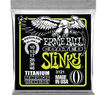 Ernie Ball Regular Slinky Coated Titanium Electric Guitar Strings, 10-46 Gauge (P03121)