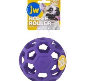 JW Pet Hol-ee Roller Dog Toy Puzzle Ball, Natural Rubber, Medium (4.5 Inch Diameter), Colo