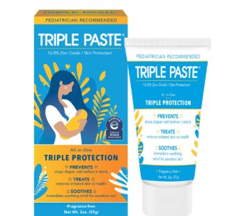 Triple Paste Diaper Rash Cream for Baby – 2 oz Tube – Zinc Oxide Ointment Treats, Soothes