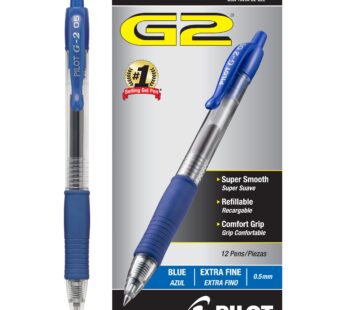 Pilot, G2 Premium Gel Roller Pens, Extra Fine Point 0.5 mm, Pack of 12, Blue