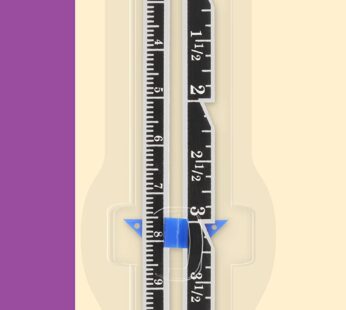 Dritz 6″ Sliding Marker Sewing Gauge, Nickel with Black Printing and Blue Slider