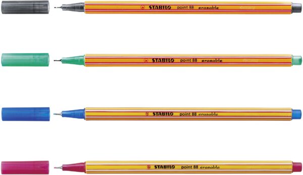 STABILO Fineliner point 88 - Wallet 4 x Erasables + 2 x ink Erasers + 4 Overwriters - Image 3