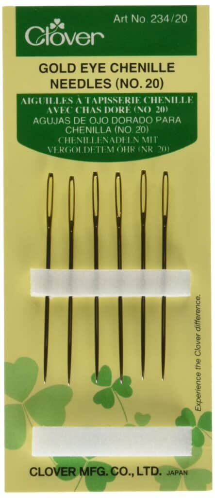 Clover Gold Eye Chenille Needles, 1 Count (Pack of 1), Size 20 6/Pkg