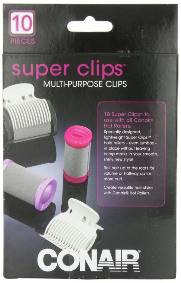 Conair Hot Roller Super Clips, White, Set of 10 - Image 2