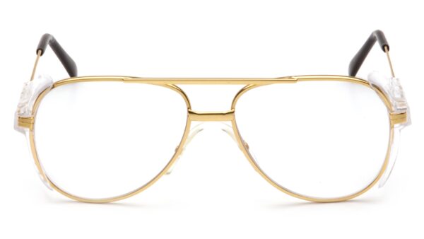 Pyramex Pathfinder Aviator Safety Glasses with Gold Frame and Clear Lens - Image 3