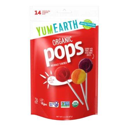 YumEarth Organic Pops Variety Pack, 14 Fruit Flavored Favorites Lollipops, Allergy Friendl