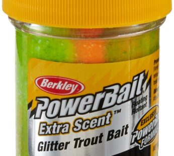 Berkley PowerBait Glitter Trout Bait, Rainbow, Fishing Dough Bait, Scent Dispersion Techno