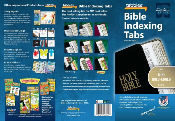 Tabbies Mini Gold-Edged Bible Indexing Tabs, Old & New Testament, 80 Tabs Including 64 Boo - Image 9