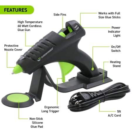 Surebonder Cordless Hot Glue Gun, High Temperature, Full Size, 60W, 50% More Power - Sturd - Image 3