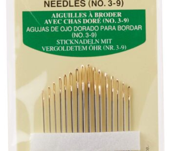 Clover Gold Eye Embroidery Needles Size 3-9 – 16 Pack