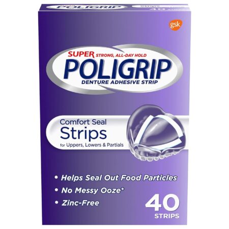 Super Poligrip Strips Size 40 Ct Poligrip Strong All Day Comfort Seal Denture Adhesive Str