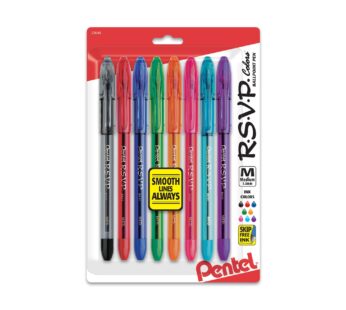 Pentel? R.S.V.P.? Ballpoint Pens, Medium Point, 1.0 mm, Clear Barrel, Assorted Ink Colors,