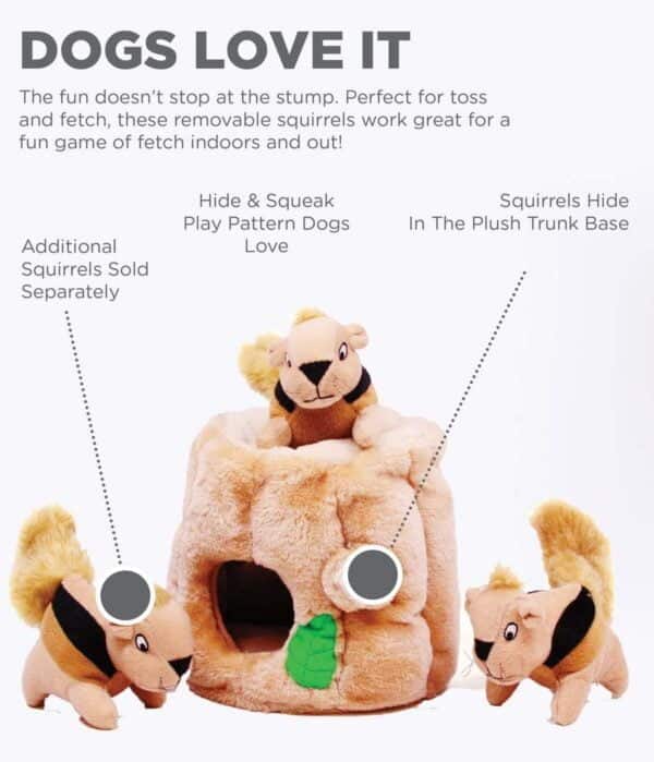 Outward Hound Hide A Squirrel Plush Dog Toy Puzzle, Medium - Image 2