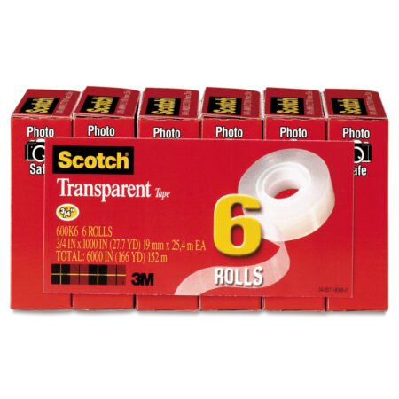 Scotch Transparent Tape, 3/4 in x 1000 in, 6 Boxes/Pack (600) - Image 2