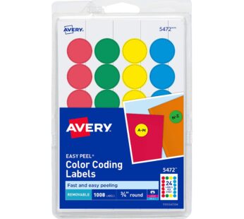 Avery Removable Color-Coding Labels, Removable Adhesive, Assorted Colors, 3/4″ Diameter, 1