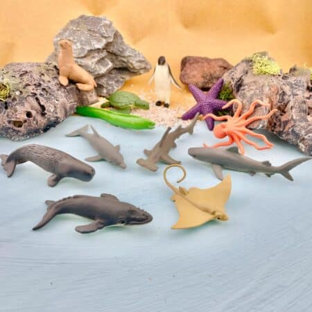 Safari Ltd. Ocean TOOB - 12 Mini Figurines: Sea Lion, Eagle Ray, Starfish, Turtle, Penguin - Image 3