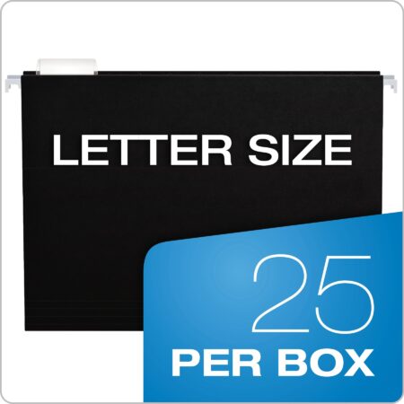 Pendaflex Recycled Hanging Folders, Letter Size, Black, 1/5 Cut, 25/BX (81605) - Image 5