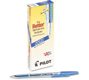 Pilot The Better Ball Point Pen Refillable Ballpoint Stick Pens, Medium Point, Blue Ink, 1