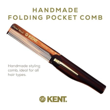 Kent 20T Handmade Folding Pocket Comb for Men, Fine Tooth Hair Comb Straightener for Every - Image 3