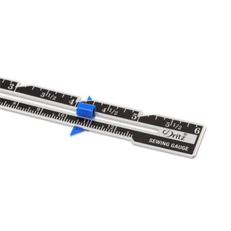 Dritz 6" Sliding Marker Sewing Gauge, Nickel with Black Printing and Blue Slider - Image 3