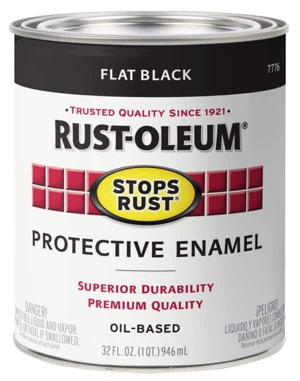 Rust-Oleum 7776502 Protective Enamel Paint Stops Rust, 32-Ounce, Flat Black, 1 Quarts (Pac